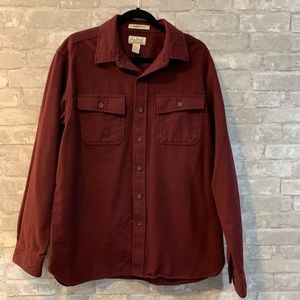 LL Bean Mens L Chamois Cloth Shirt Maroon